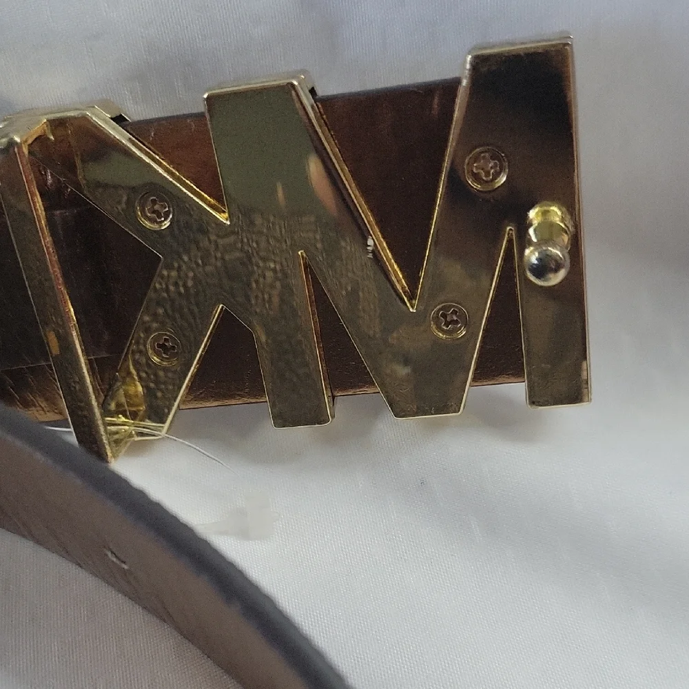 Michael Kors Dark Brown Belt with Gold Logo - Picture 2 of 8